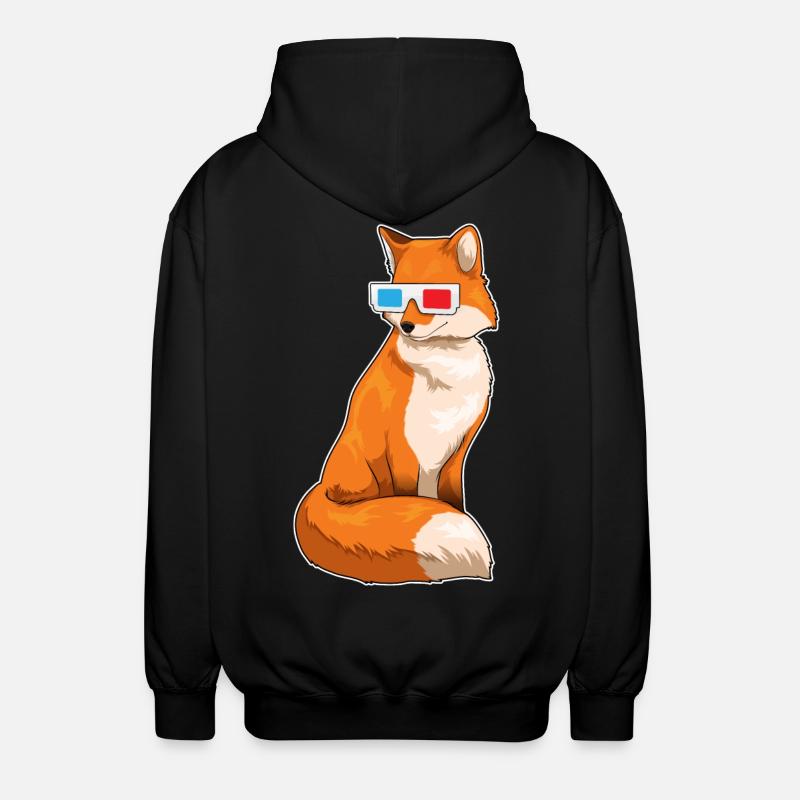 Fuchs Brille - Unisex Kapuzenjacke - Schwarz