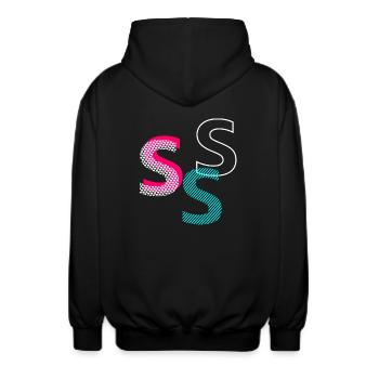 S Initial - Unisex Kapuzenjacke - Schwarz - Hinten - AI Model Male 185 light (185cm)