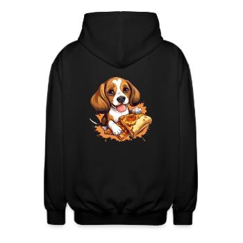Beagle amateur de pizza : irrésistiblement sucré - Veste à capuche unisexe - noir - Dos - AI Model Male 185 light (185cm)