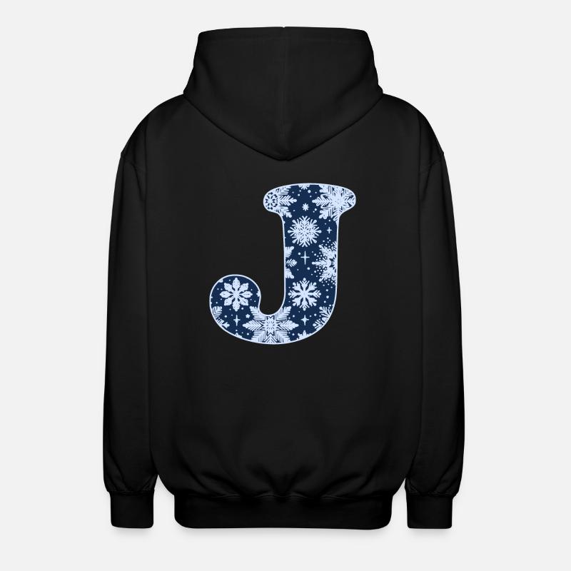 Buchstabe J Schneeflocken - Unisex Kapuzenjacke - Schwarz