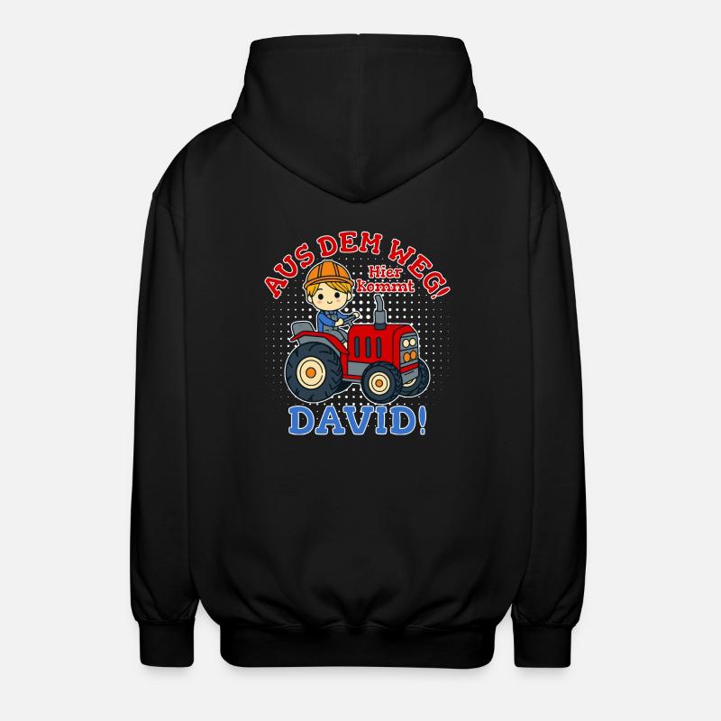 David Name Tractor - Unisex Hooded Jacket - black