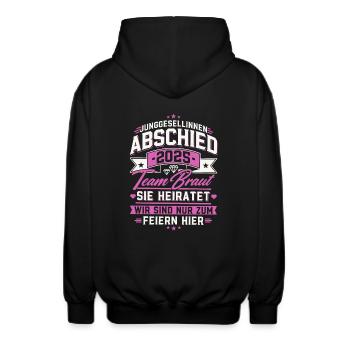 Junggesellinnenabschied 2025 Team Braut - Unisex Kapuzenjacke - Schwarz - Hinten - AI Model Male 185 light (185cm)