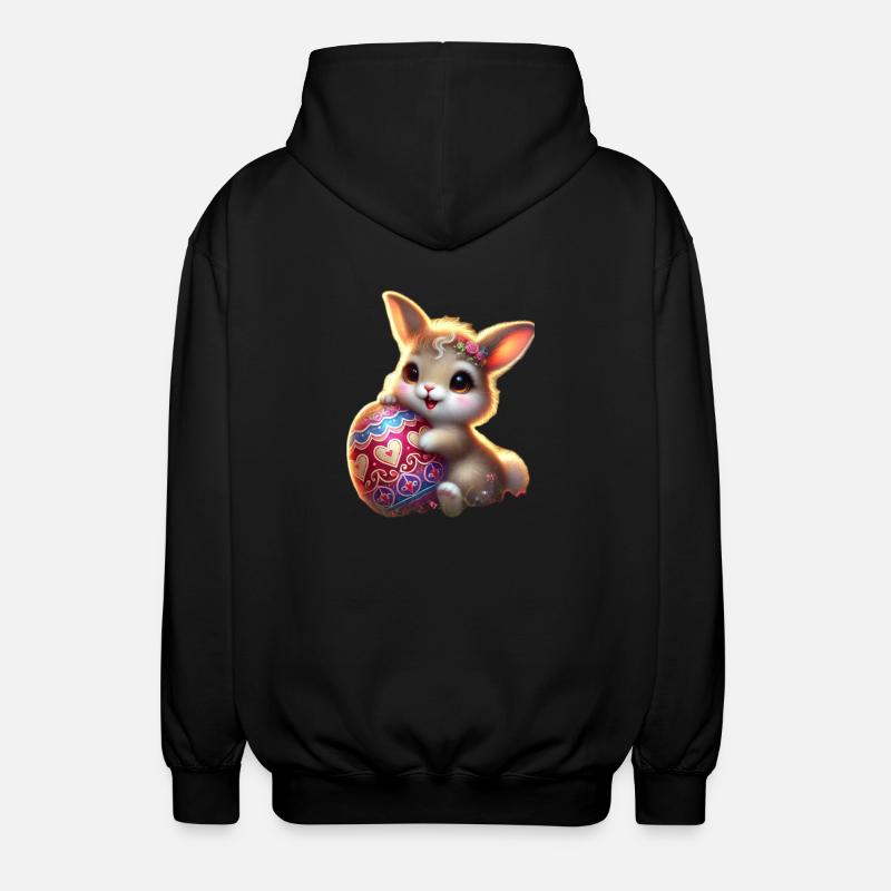Lapin de Pâques avec œuf - Veste à capuche unisexe - noir