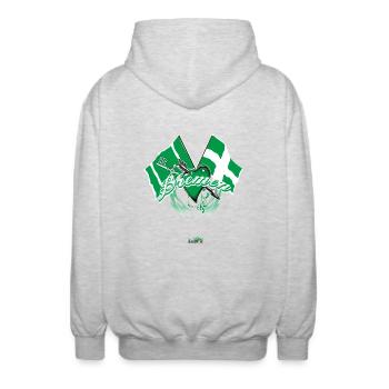 Bremen - Flagge zeigen - Unisex Kapuzenjacke - Hellgrau meliert - Hinten - AI Model Male 185 light (185cm)