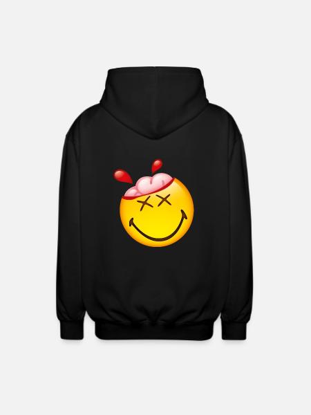 Smiley Glossy Happy Brain - Unisex Hooded Jacket - black