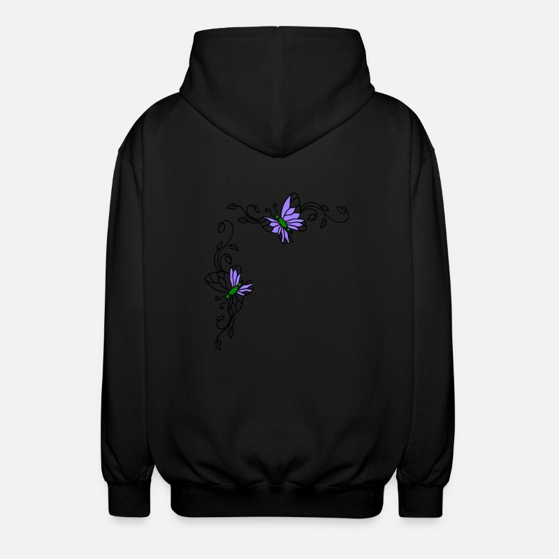 Papillons avec vrilles florales - Veste à capuche unisexe - noir