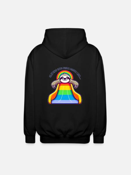 LGBTQ Pride Sloth Rainbow Slide - Unisex Hooded Jacket - black