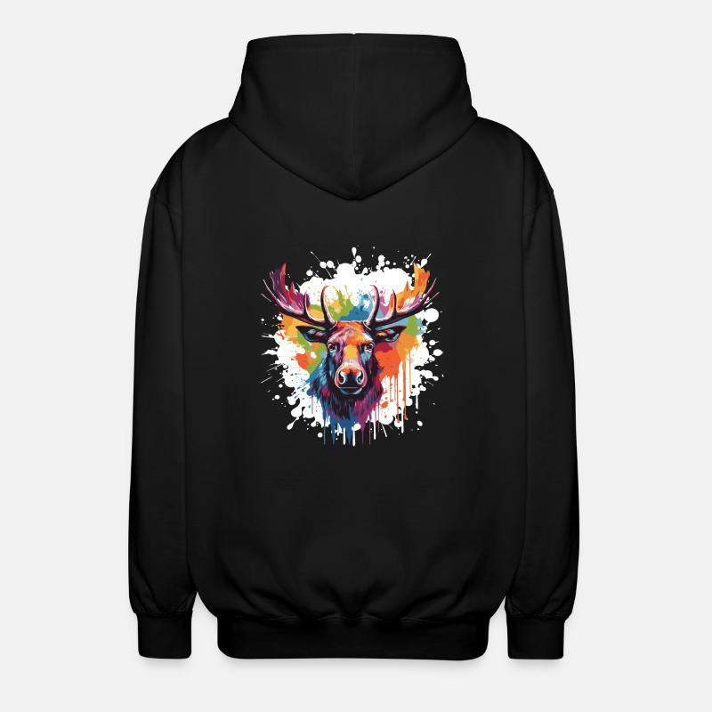 Elch - Unisex Kapuzenjacke - Schwarz