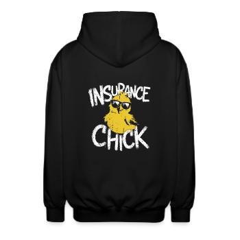 Un message fort pour les femmes dans le secteur de l’assurance - Veste à capuche unisexe - noir - Dos - AI Model Male 185 light (185cm)