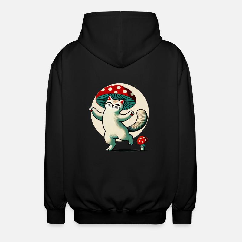 Pilz Kätzchen Katze - Unisex Kapuzenjacke - Schwarz