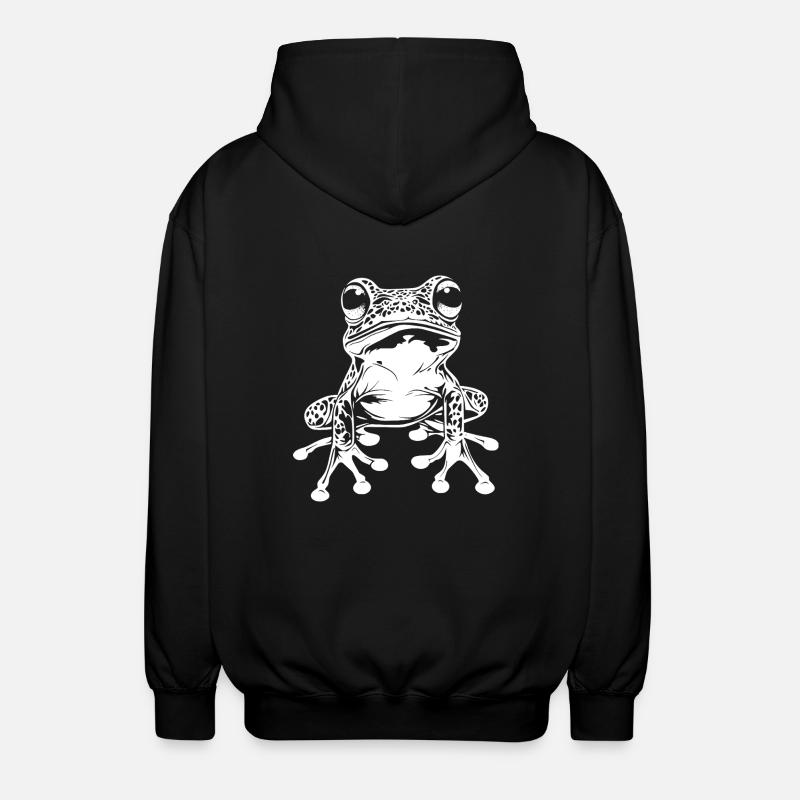 Frog Illustration Graphic Reptile - Unisex Hooded Jacket - black