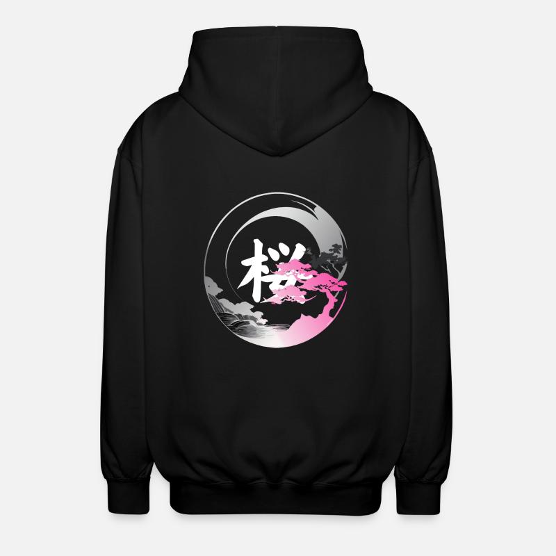 Japan modern enso rose - Unisex Hooded Jacket - black