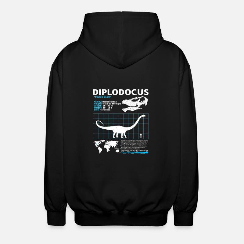 Diplodocus Datenblatt - Unisex Kapuzenjacke - Schwarz