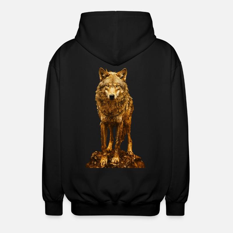 Wolf - Unisex Hooded Jacket - black
