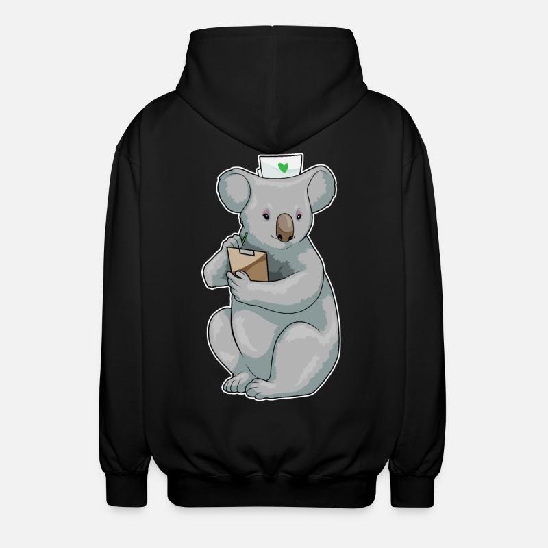 Koala Nurse Notepad - Unisex Hooded Jacket - black