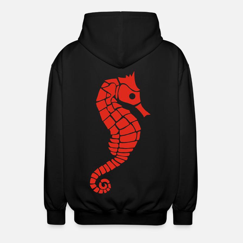 Rotes Seepferdchen - Unisex Kapuzenjacke - Schwarz