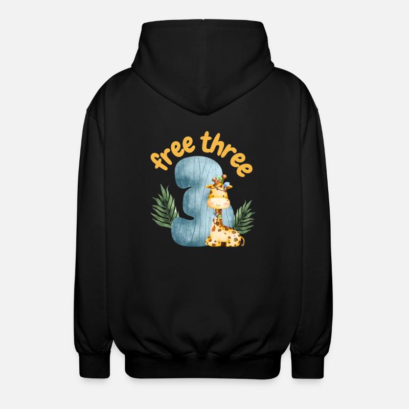 Free Three Giraffe Safari - Unisex Hooded Jacket - black