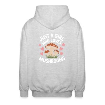 Pilz Pilze Funghi Champignon - Unisex Kapuzenjacke - Hellgrau meliert - Hinten - AI Model Male 185 light (185cm)