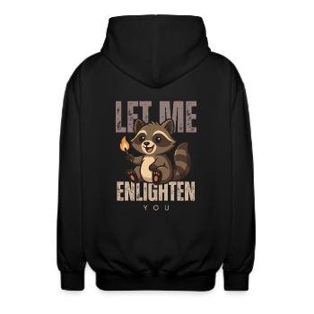 Let Me Enlighten You – Waschbär Design - Unisex Kapuzenjacke - Schwarz - Hinten - AI Model Male 185 light (185cm)
