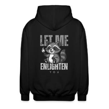 Let Me Enlighten You – Waschbär Schwarzweiß Design - Unisex Kapuzenjacke - Schwarz - Hinten - AI Model Male 185 light (185cm)