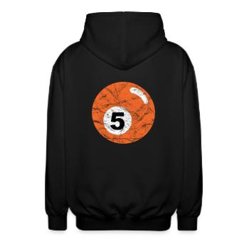 Billard Billardkugel orange fünf five vintage - Unisex Kapuzenjacke - Schwarz - Hinten - AI Model Male 185 light (185cm)