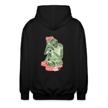 Buddha - Unisex Hooded Jacket - black - Back - AI Model Male 185 light (185cm)
