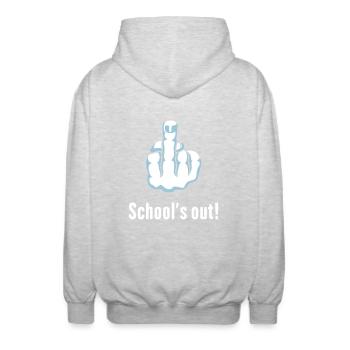 School’s Out! (Schulabschluss / Stinkefinger) - Unisex Kapuzenjacke - Hellgrau meliert - Hinten - AI Model Male 185 light (185cm)