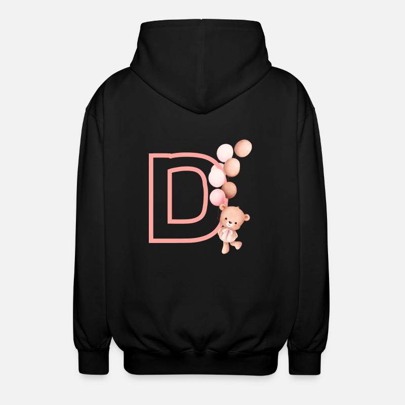 Pink bear letter - Unisex Hooded Jacket - black