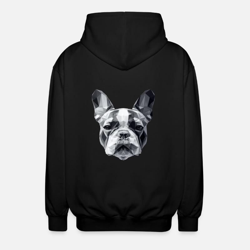 Bouledogue français Low Poly Design - Veste à capuche unisexe - noir