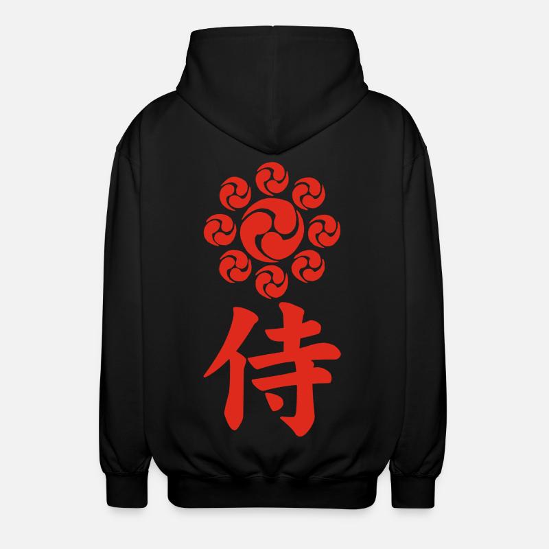 Samurai-Emblem des Uesugi-Clans (rot) - Unisex Kapuzenjacke - Schwarz