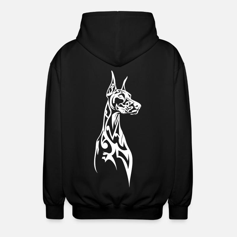 Linienkunst Dobermann Profil - Unisex Kapuzenjacke - Schwarz