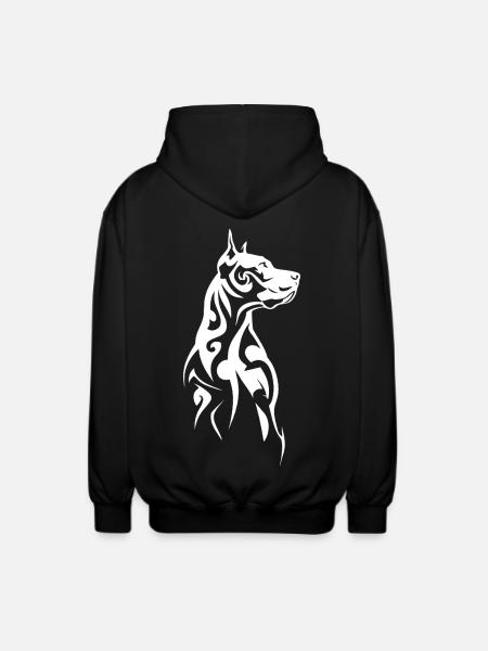 Tribal Dog Head - Unisex Hooded Jacket - black
