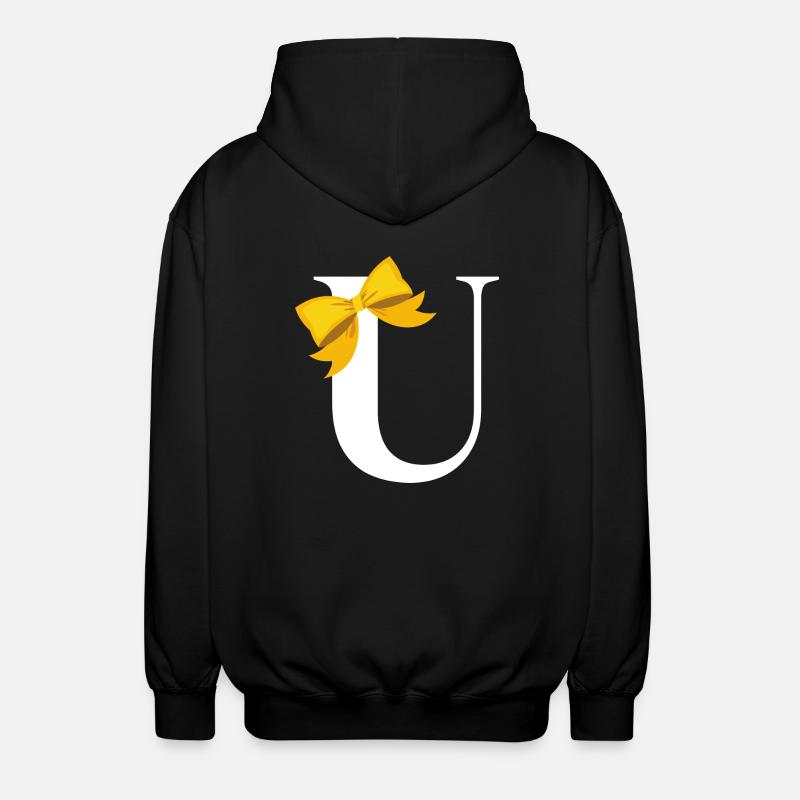 Letter u yellow bow - Unisex Hooded Jacket - black