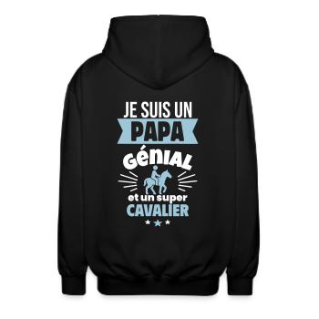 Papa génial & cavalier – idée fête des pères - Veste à capuche unisexe - noir - Dos - AI Model Male 185 light (185cm)