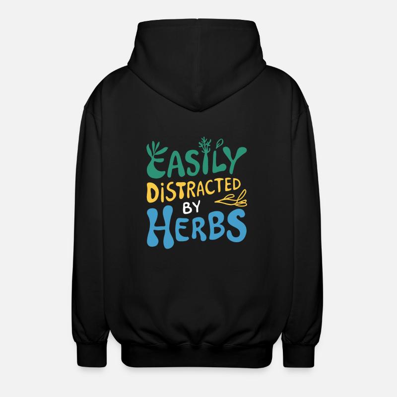 Herb lover: Easily distracted - Unisex Hooded Jacket - black