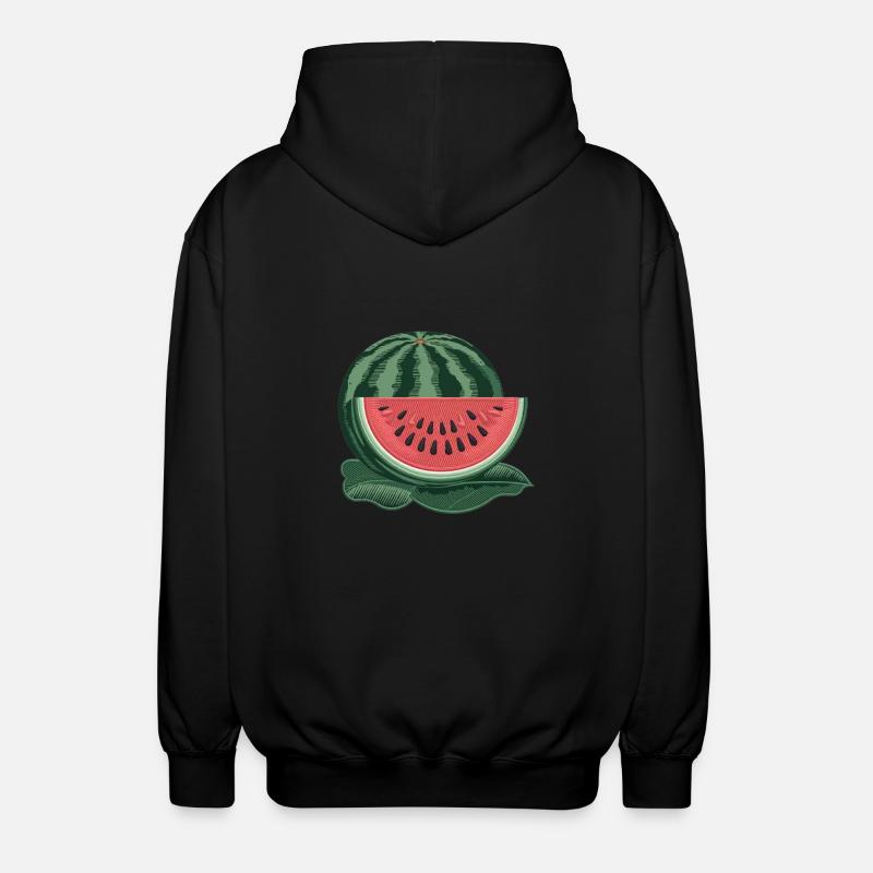Gestickte Wassermelone - Unisex Kapuzenjacke - Schwarz