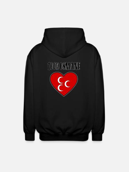 100 Percent Ottoman Ottoman Flag Heart - Unisex Hooded Jacket - black