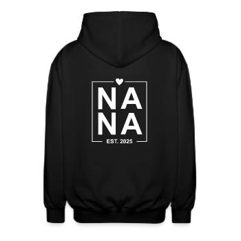 Nana Est 2025 - Unisex Hooded Jacket - black - Back - AI Model Male 185 light (185cm)