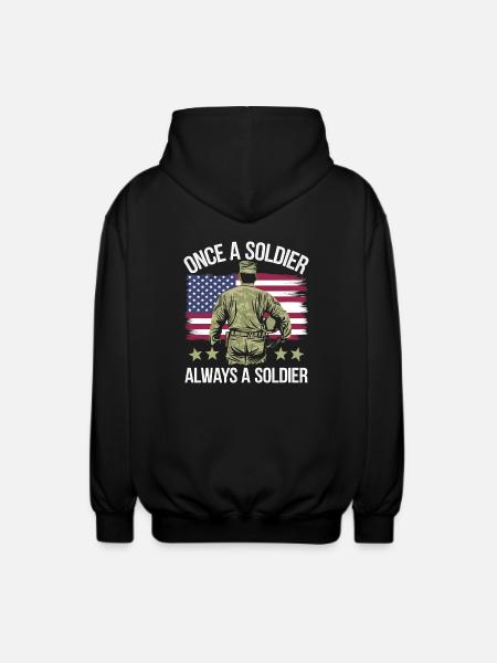 Veteran Military Soldier - Unisex Hooded Jacket - black