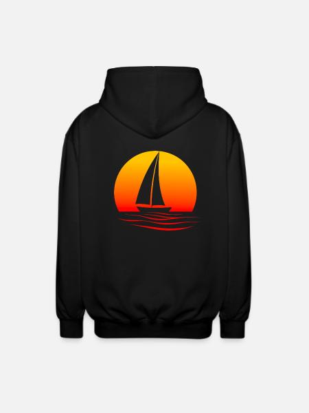 Atmospheric sailboat design - Unisex Hooded Jacket - black