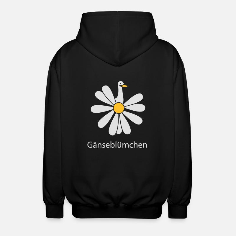 Gänseblümchen mit Gans - Unisex Kapuzenjacke - Schwarz