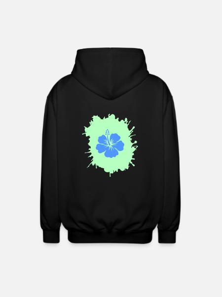 Hibiscus blobs - Unisex Hooded Jacket - black