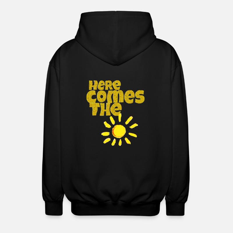 here comes the sun - Unisex Hooded Jacket - black