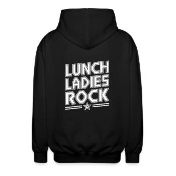 Humor for Lunch Ladies - Unisex Hooded Jacket - black - Back - AI Model Male 185 light (185cm)