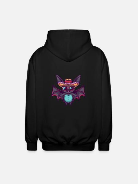 Bat Funny Sombrero - Unisex Hooded Jacket - black