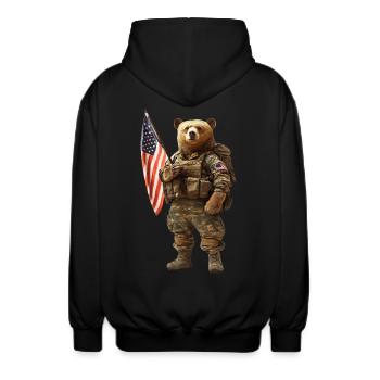Tragen - Unisex Kapuzenjacke - Schwarz - Hinten - AI Model Male 185 light (185cm)