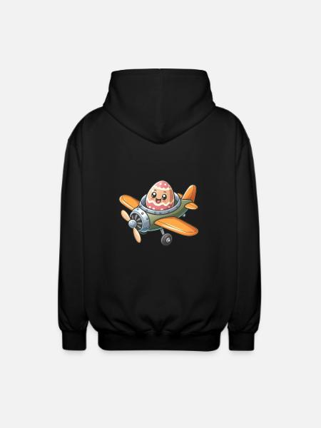 Easter Egg Airplane Pilot Design - Unisex Hooded Jacket - black