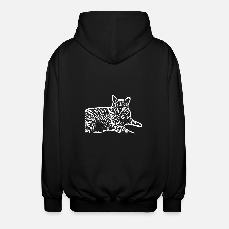 Cat White White Cats - Unisex Hooded Jacket - black
