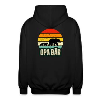 Retro Opa Bär T-Shirt Bären Shirt Geschenk Opi - Unisex Kapuzenjacke - Schwarz - Hinten - AI Model Male 185 light (185cm)