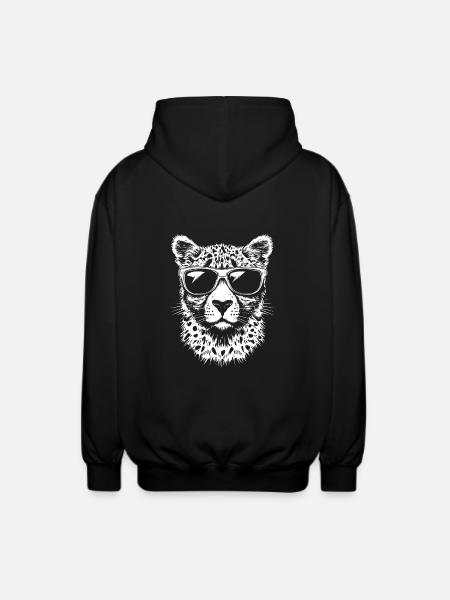 Cool Cheetah Sunglasses Summer Graphic - Unisex Hooded Jacket - black